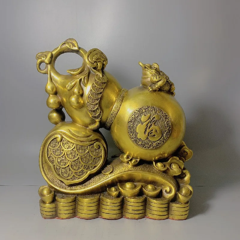 Bronze Golden Toad Ruyi Fu Character Treasure Gourd Copper Coin Base Brass Gourd Crafts Gift Decoration
Bronze Golden Toad Ruyi Fu Character Treasure Gourd Copper Coin Base Brass Gourd Crafts Gift Decoration