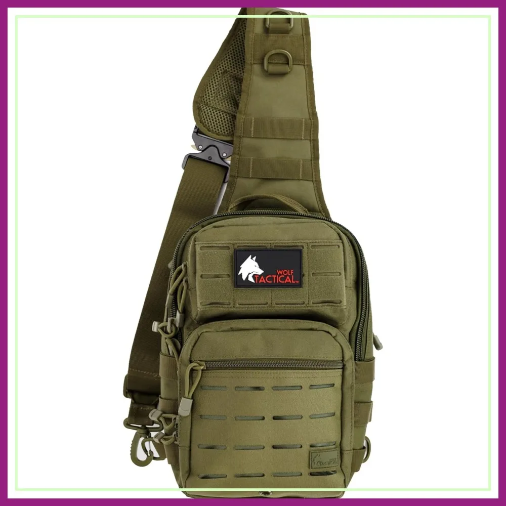 EDC Sling Bag for Men - Concealed Carry, Laser-Cut MOLLE, Lightweight, Green
EDC Sling Bag for Men - Concealed Carry, Laser-Cut MOLLE, Lightweight, Green