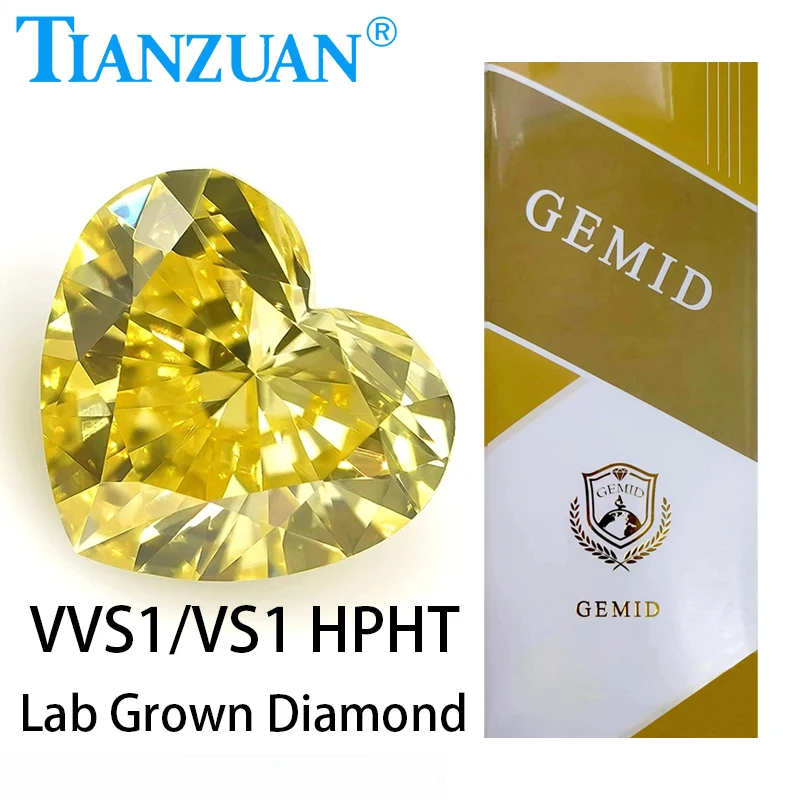 Lab Grown Diamond HPHT Heart Shape Fancy Vivid Yellow Color VVS1/VS1 2EX Loose Gemstone Bead with GEMID Certificate
Lab Grown Diamond HPHT Heart Shape Fancy Vivid Yellow Color VVS1/VS1 2EX Loose Gemstone Bead with GEMID Certificate