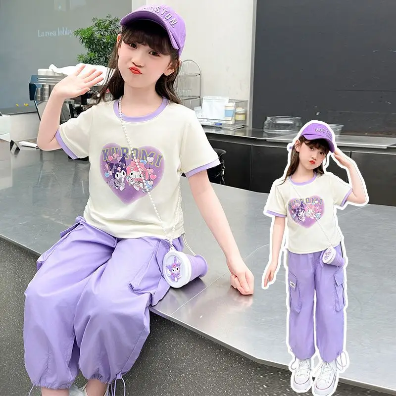 2024 Kawaii Kuromi Girls Short Sleeve Pants Sanrio Anime Tops Sweet Cute Cartoon Summer Children Casual Clothing Gift for Kids
2024 Kawaii Kuromi Girls Short Sleeve Pants Sanrio Anime Tops Sweet Cute Cartoon Summer Children Casual Clothing Gift for Kids