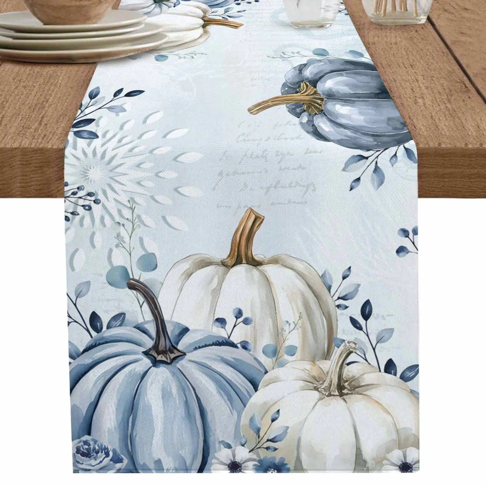Table Runner Blue Pumpkin Eucalyptus Leaves Thanksgiving Home Coffee Tablecloth Kitchen Decorative Indoor Party Table Decor
Table Runner Blue Pumpkin Eucalyptus Leaves Thanksgiving Home Coffee Tablecloth Kitchen Decorative Indoor Party Table Decor
