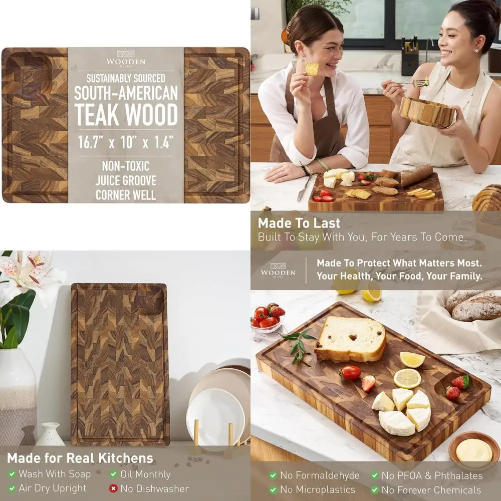 Large Thick Butcher Block Cutting Board with Juice Groove and Corner Well for Kitchen, Charcuterie, Food-Safe, Ideal Gift
Large Thick Butcher Block Cutting Board with Juice Groove and Corner Well for Kitchen, Charcuterie, Food-Safe, Ideal Gift