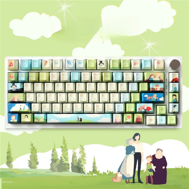 Howl's Moving Castle 130 Keys PBT Keycaps OEM Profile 5-Side Dye Sub 1.7mm Keycap for MX Switch 61-108 Keyboard Fan Gift
Howl's Moving Castle 130 Keys PBT Keycaps OEM Profile 5-Side Dye Sub 1.7mm Keycap for MX Switch 61-108 Keyboard Fan Gift