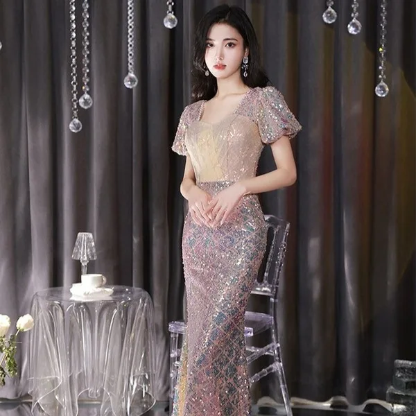 Shiny Sequin Hostess Art Exam Dress Fish Tail Mermaid Princess Fugitive Maid of Dress Women's Long Evening Gown
Shiny Sequin Hostess Art Exam Dress Fish Tail Mermaid Princess Fugitive Maid of Dress Women's Long Evening Gown