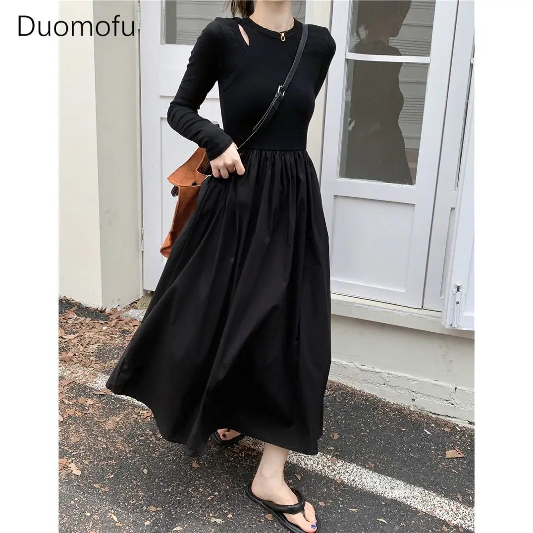 Duomofu Autumn French Basic Long Sleeve Elegant Female Dresses O-neck Chic Hollow Out Simple Casual Solid Color Women Midi Dress
Duomofu Autumn French Basic Long Sleeve Elegant Female Dresses O-neck Chic Hollow Out Simple Casual Solid Color Women Midi Dress