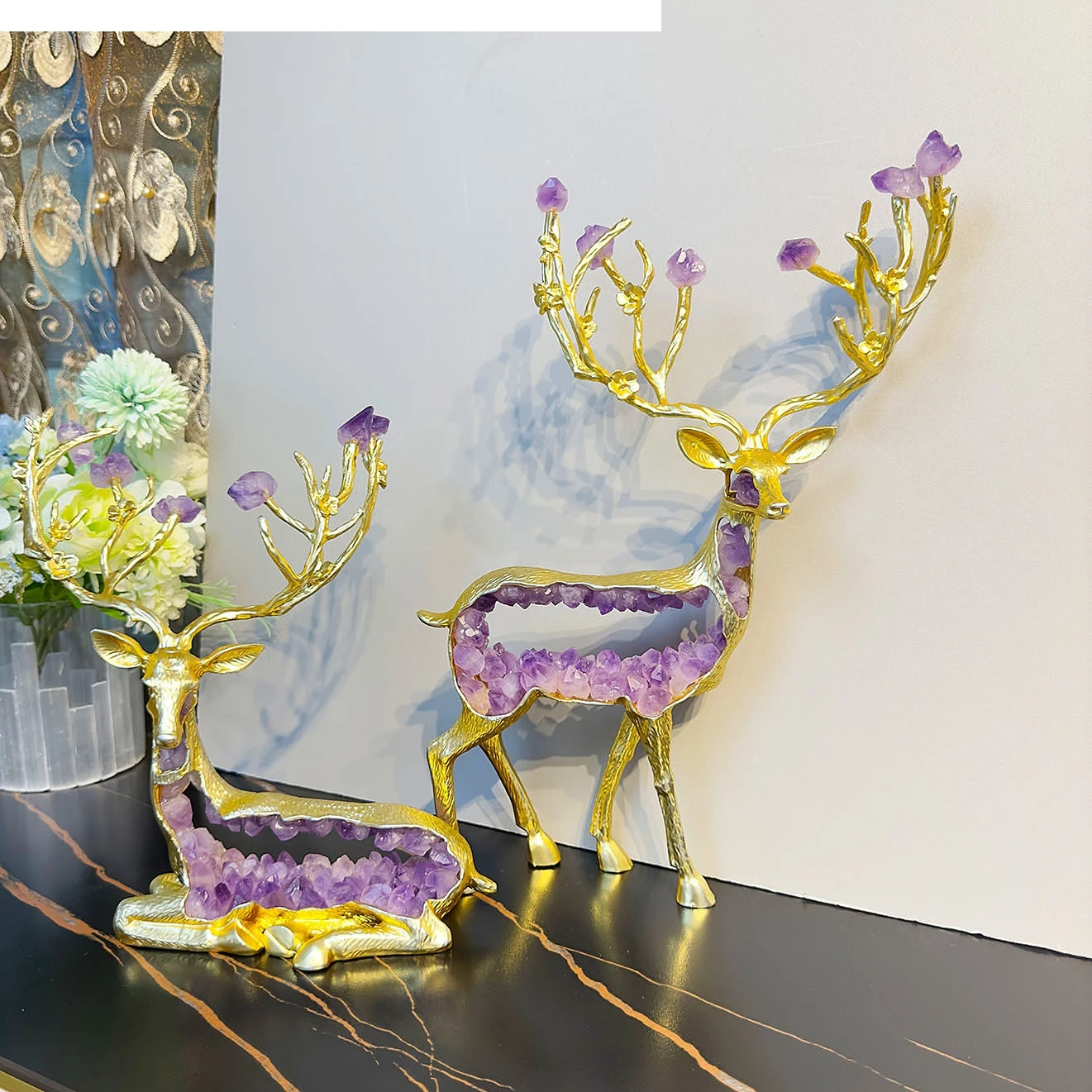Amethyst Statue Simulated Animal Sculptures Golden Deer Crystal Deer Handicrafts Metal Figurine Home Decoration Accessories
Amethyst Statue Simulated Animal Sculptures Golden Deer Crystal Deer Handicrafts Metal Figurine Home Decoration Accessories