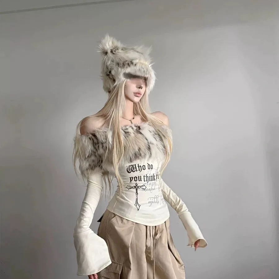 Vintage Fur Neck Letters Print Shirts Winter Y2K Chic Ins Trendy Tops Blouse Women Lady Female Sexy Mesh Slim Night Club Tops
Vintage Fur Neck Letters Print Shirts Winter Y2K Chic Ins Trendy Tops Blouse Women Lady Female Sexy Mesh Slim Night Club Tops