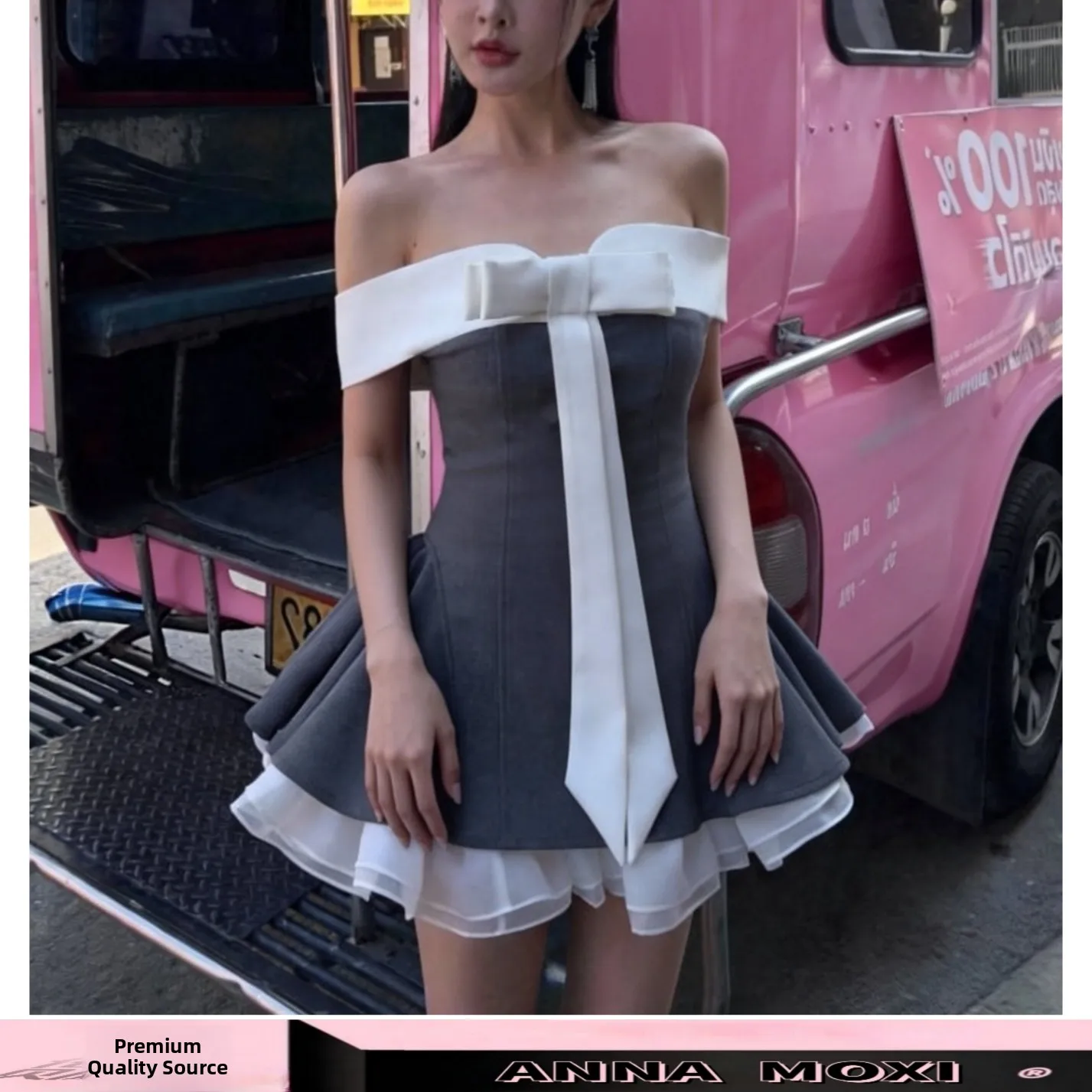 Gray Series Knot Color Block One Shoulder Tube Top Puffy Skirt Dress Sexy High Waist Gathered A-Line Skirt Dress
Gray Series Knot Color Block One Shoulder Tube Top Puffy Skirt Dress Sexy High Waist Gathered A-Line Skirt Dress