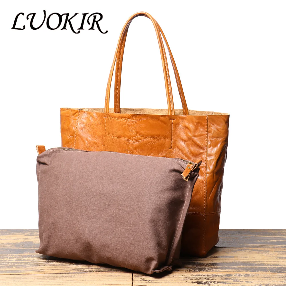 LUOKIR Genuine Leather Vintage Women's Tote Bag Handbag Mother and Child Bag Top Layer Cowhide Shoulder Bag Shopping Bag
LUOKIR Genuine Leather Vintage Women's Tote Bag Handbag Mother and Child Bag Top Layer Cowhide Shoulder Bag Shopping Bag