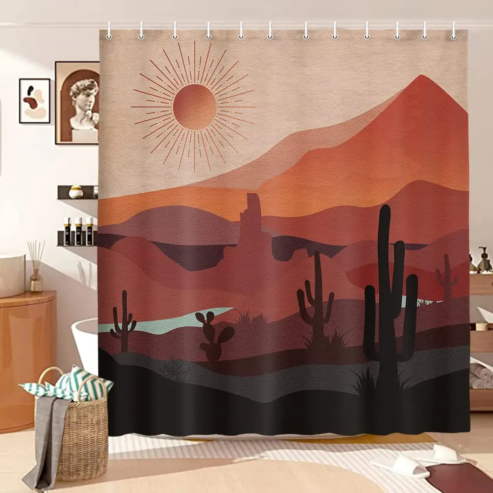 Southwestern Desert Sunset Shower Curtain Boho Bathroom Decor Waterproof Boho Chic Cactus Art Print 180x180cm
Southwestern Desert Sunset Shower Curtain Boho Bathroom Decor Waterproof Boho Chic Cactus Art Print 180x180cm