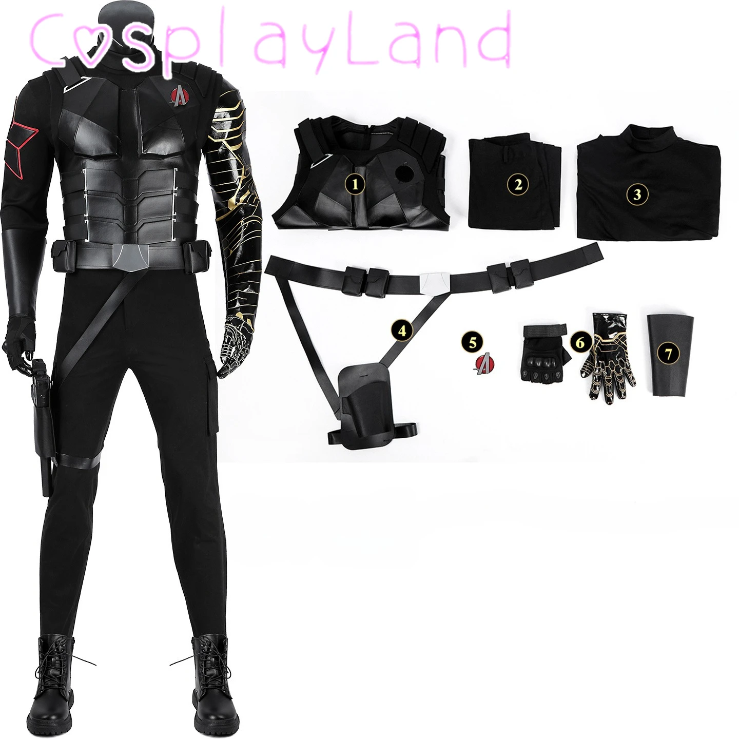 Soldier Bucky Costume Bucky Barnes Cosplay Costumes Black Leather Vest Shirt Pants Full Set Halloween Battle Suit Custom Size
Soldier Bucky Costume Bucky Barnes Cosplay Costumes Black Leather Vest Shirt Pants Full Set Halloween Battle Suit Custom Size