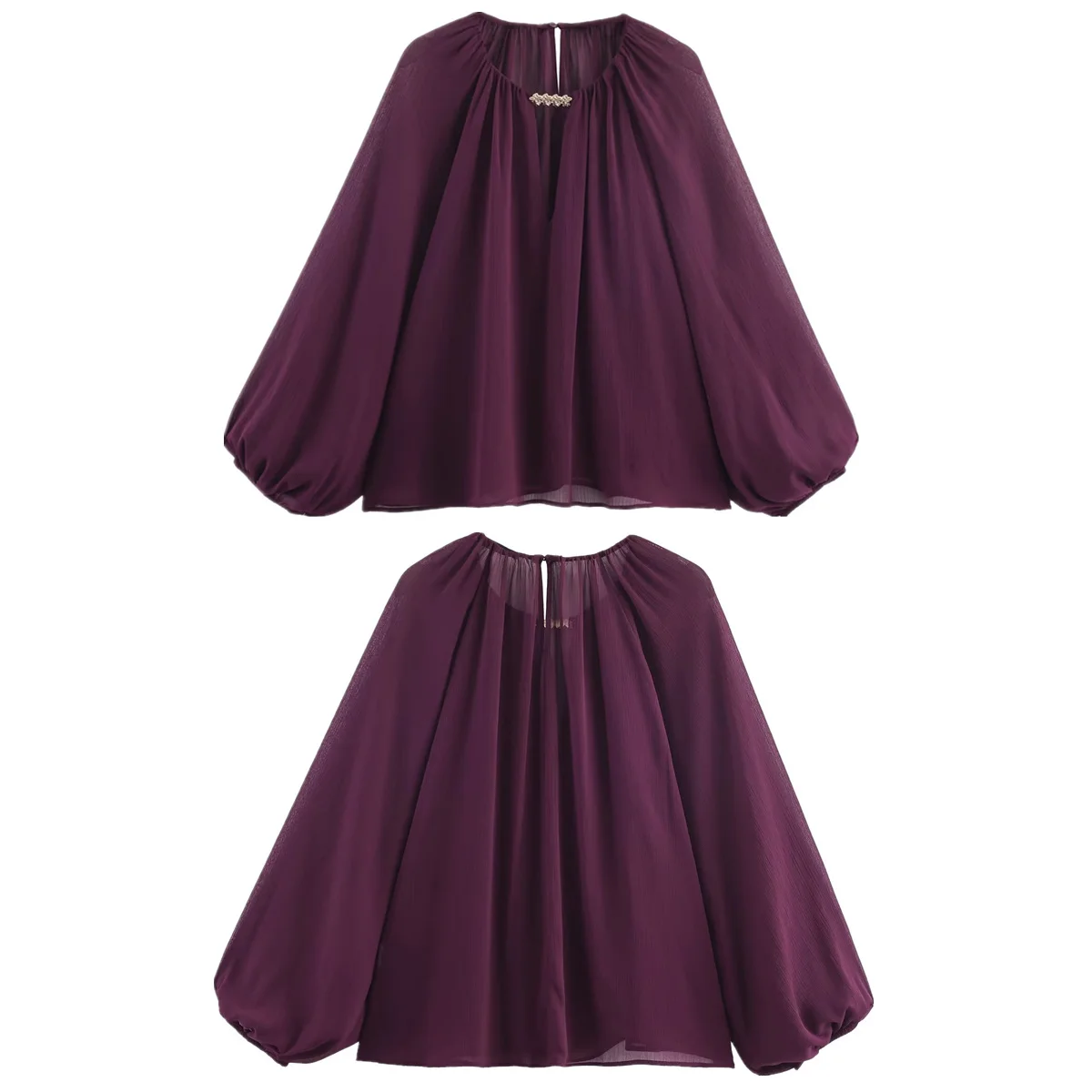 Dave&Di Autumn Blouse Women's Purple Chiffon Shirt For Women Top French Elegant Minimalist Loose See Through Shirt Top
Dave&Di Autumn Blouse Women's Purple Chiffon Shirt For Women Top French Elegant Minimalist Loose See Through Shirt Top
