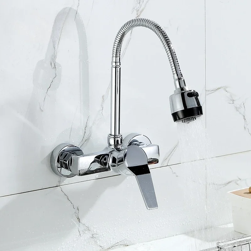 Washbasin Sink Faucet Single Handle Mixer Valve Wall Mounted Kitchen Faucet Nozzle Tap Double Hole Hot and Cold Water Tap
Washbasin Sink Faucet Single Handle Mixer Valve Wall Mounted Kitchen Faucet Nozzle Tap Double Hole Hot and Cold Water Tap