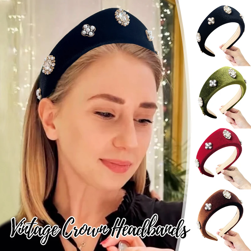 Vintage Velvet Headbands with White Pearls Rhinestone Crown Hairband for Women Pearls Hairpieces Holiday Comfortable Accessory
Vintage Velvet Headbands with White Pearls Rhinestone Crown Hairband for Women Pearls Hairpieces Holiday Comfortable Accessory