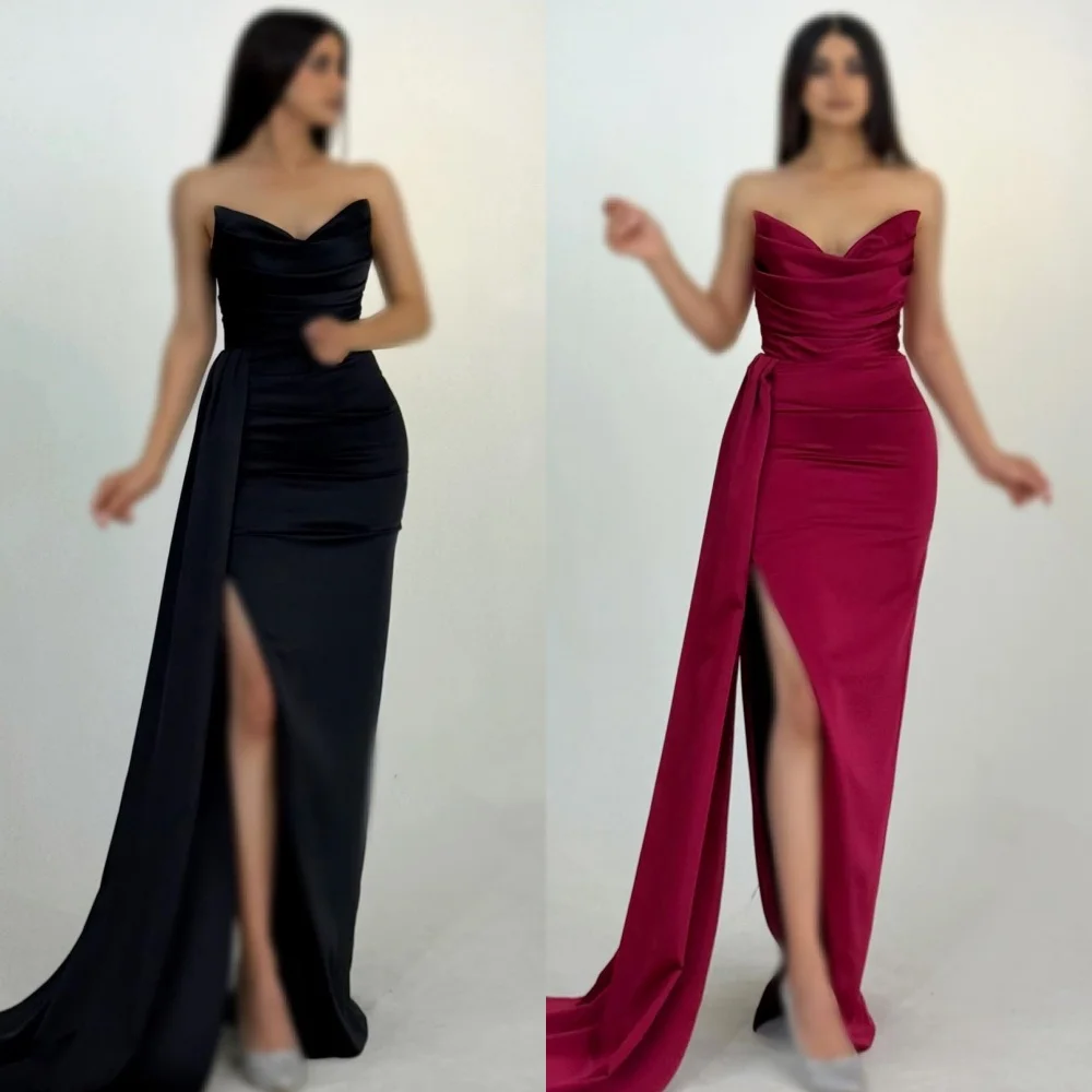 Индивидуальные современные стильные простые плиссированные длинные платья русалки без бретелек с рюшами, платья для особых случаев на заказ, размеры, высокое качество
Индивидуальные современные стильные простые плиссированные длинные платья русалки без бретелек с рюшами, платья для особых случаев на заказ, размеры, высокое качество