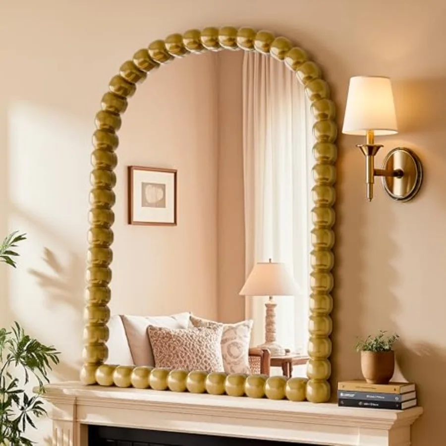 22"×30" Gold Arched Bathroom Vanity Mirror Vintage Beaded Decorative Wall Mounted Makeup Mirror as Wall Decor Hanging Leaning f
22"×30" Gold Arched Bathroom Vanity Mirror Vintage Beaded Decorative Wall Mounted Makeup Mirror as Wall Decor Hanging Leaning f