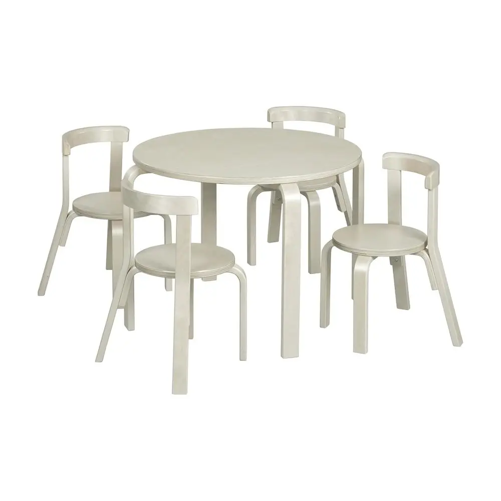 White Washed 5-Piece Kids Bentwood Table and Curved Back Chair Set
White Washed 5-Piece Kids Bentwood Table and Curved Back Chair Set