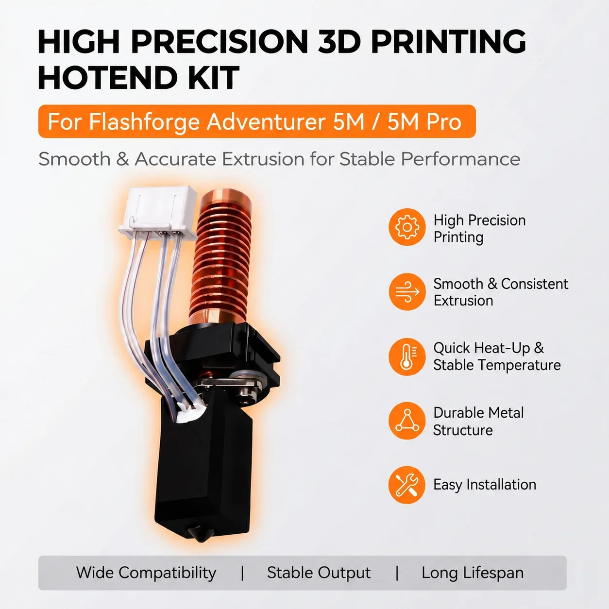 Upgrade Hotend For Flashforge Adventurer 5M / 5M Pro Pinting Head 280℃ Ceramic Heating Block Kit AD5M Hard Steel Nozzle Hot End
Upgrade Hotend For Flashforge Adventurer 5M / 5M Pro Pinting Head 280℃ Ceramic Heating Block Kit AD5M Hard Steel Nozzle Hot End
