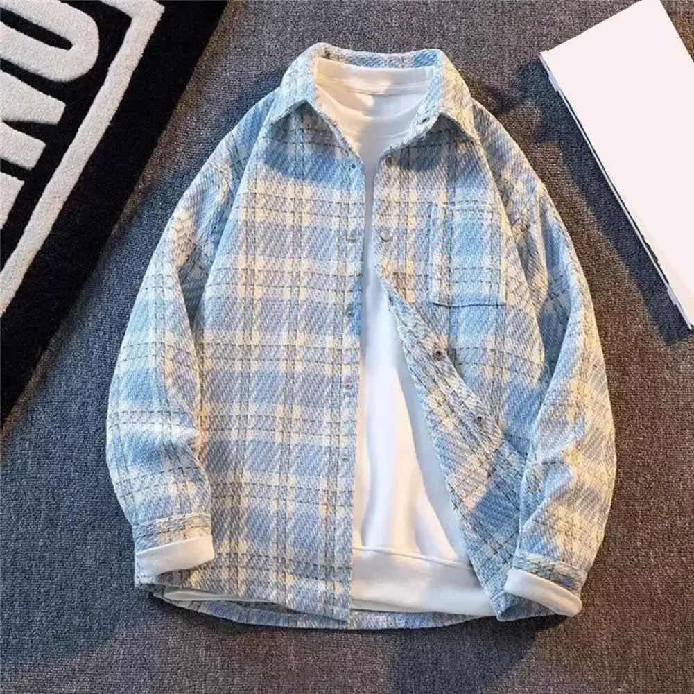 Woolen Jacket Stylish Men's Woolen Plaid Jacket with Lapel Chest Pocket Single-breasted Coat for A Loose Fit Long Sleeve Winter
Woolen Jacket Stylish Men's Woolen Plaid Jacket with Lapel Chest Pocket Single-breasted Coat for A Loose Fit Long Sleeve Winter