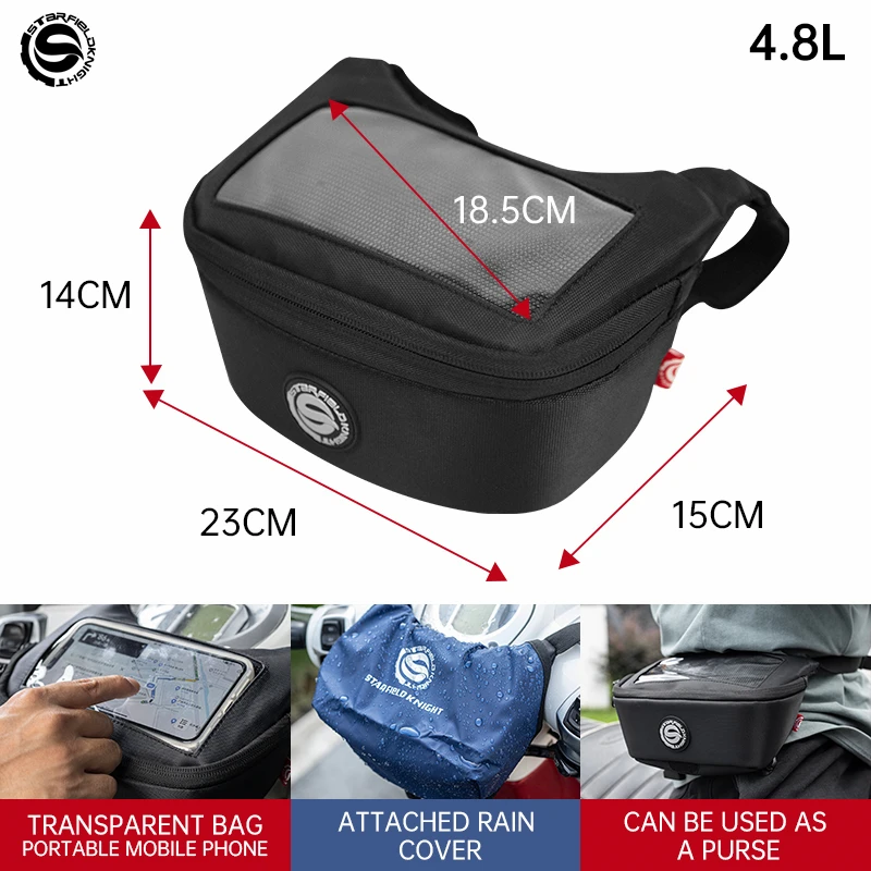 Черная сумка на передний руль мотоцикла, скутер, инструмент, навигационный пакет, водонепроницаемая поясная сумка для езды на открытом воздухе с дождевиком
Черная сумка на передний руль мотоцикла, скутер, инструмент, навигационный пакет, водонепроницаемая поясная сумка для езды на открытом воздухе с дождевиком