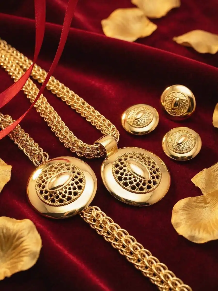 Elegant Gold Plated Jewelry Set For Women Necklace Earrings Gift
Elegant Gold Plated Jewelry Set For Women Necklace Earrings Gift