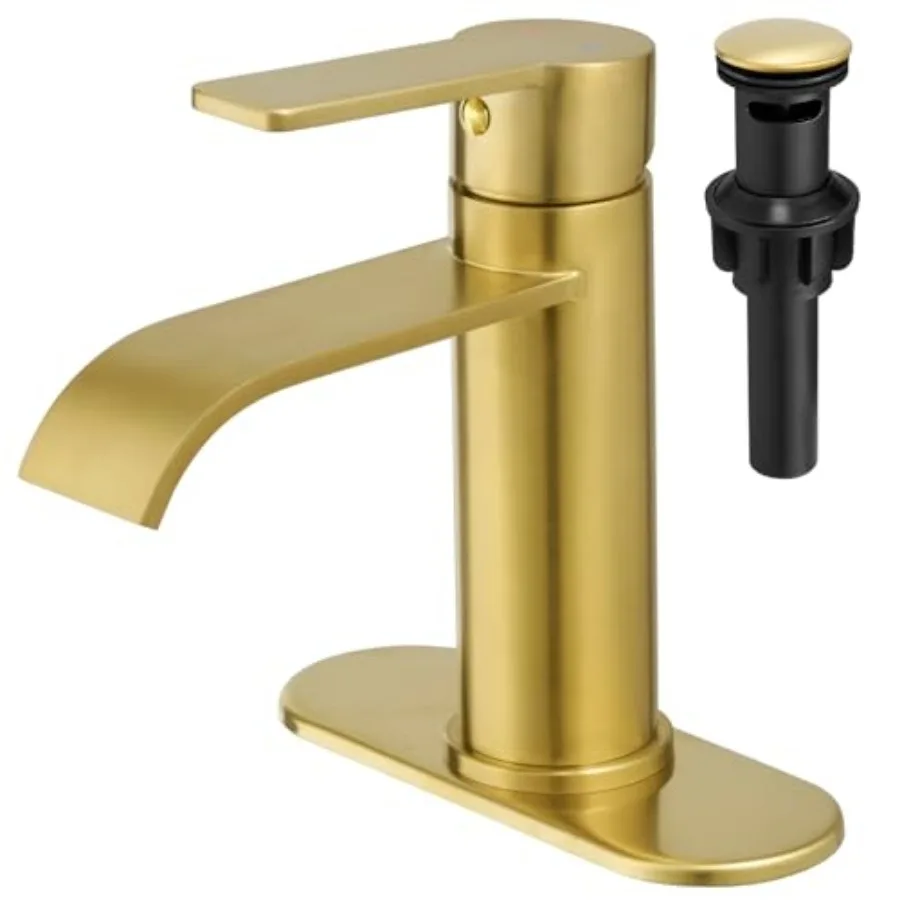 Waterfall Bathroom Faucet, Single Handle 1 or 3 Hole Modern Sink Faucet with Deck Plate and Pop-Up Drain, RV Camper Vanity Wash
Waterfall Bathroom Faucet, Single Handle 1 or 3 Hole Modern Sink Faucet with Deck Plate and Pop-Up Drain, RV Camper Vanity Wash