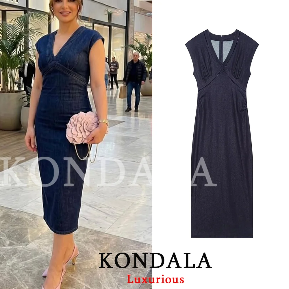 KONDALA Vintage Casual Chic Women Denim Dress V-Neck Sleeveless Long Straight Vestidos Fashion 2026 Summer Beach Holiday Dress
KONDALA Vintage Casual Chic Women Denim Dress V-Neck Sleeveless Long Straight Vestidos Fashion 2026 Summer Beach Holiday Dress