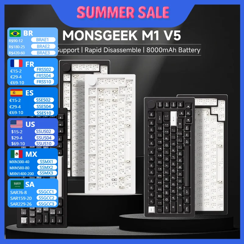 Akko MonsGeek M1 V5 Three-mode Mechanical Keyboard/Barebone Kit VIA 75% 3/5 Pin Customized Hot Swap RGB Rapid Disassemble Gasket
Akko MonsGeek M1 V5 Three-mode Mechanical Keyboard/Barebone Kit VIA 75% 3/5 Pin Customized Hot Swap RGB Rapid Disassemble Gasket