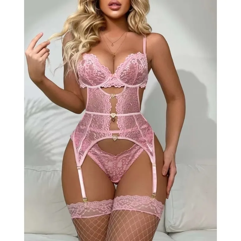 Floral Lace Erotic Underwear Sexy Lingerie Set for Women See Through Mesh Bandage Bra Thong Garter Set Kit Sexy Erotic Costumes
Floral Lace Erotic Underwear Sexy Lingerie Set for Women See Through Mesh Bandage Bra Thong Garter Set Kit Sexy Erotic Costumes