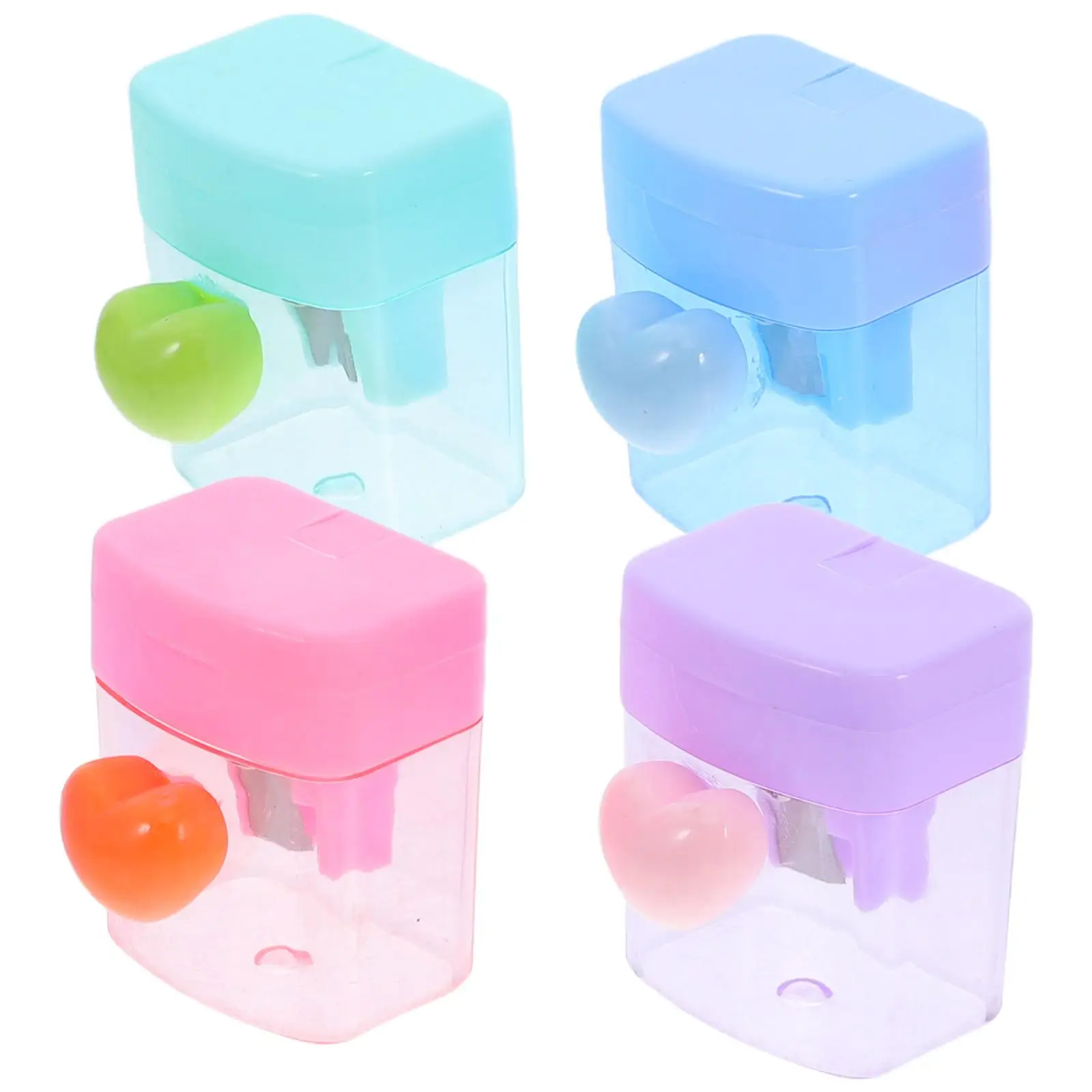 4 Pcs Single Hole Transparent Heart Shaped Pencil Sharpener Cute Cartoon Office Supplies Plastic Delightful Colors
4 Pcs Single Hole Transparent Heart Shaped Pencil Sharpener Cute Cartoon Office Supplies Plastic Delightful Colors