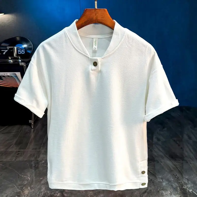 Men's T-shirt short sleeved men's summer American trend 2025 new men's high-end loose solid color top
Men's T-shirt short sleeved men's summer American trend 2025 new men's high-end loose solid color top