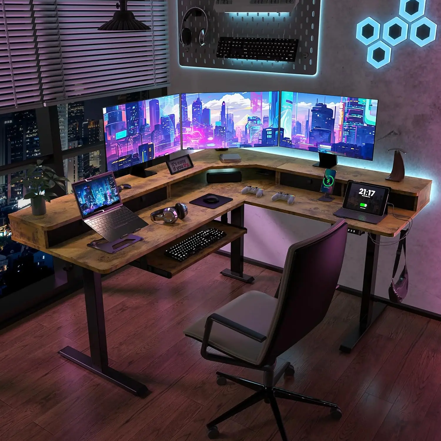 L Shaped Standing Desk with USB Charging Port & 4 Drawers,63 x 55 inch Electric Adjustable Height Corner Stand Up Desk
L Shaped Standing Desk with USB Charging Port & 4 Drawers,63 x 55 inch Electric Adjustable Height Corner Stand Up Desk