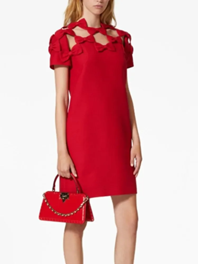 Women Elegant Red Bandage Dress Short Sleeve Bowties Cut Out A Line Mini Graduation Dresses Evening Party Formal Occasion Cloth
Women Elegant Red Bandage Dress Short Sleeve Bowties Cut Out A Line Mini Graduation Dresses Evening Party Formal Occasion Cloth