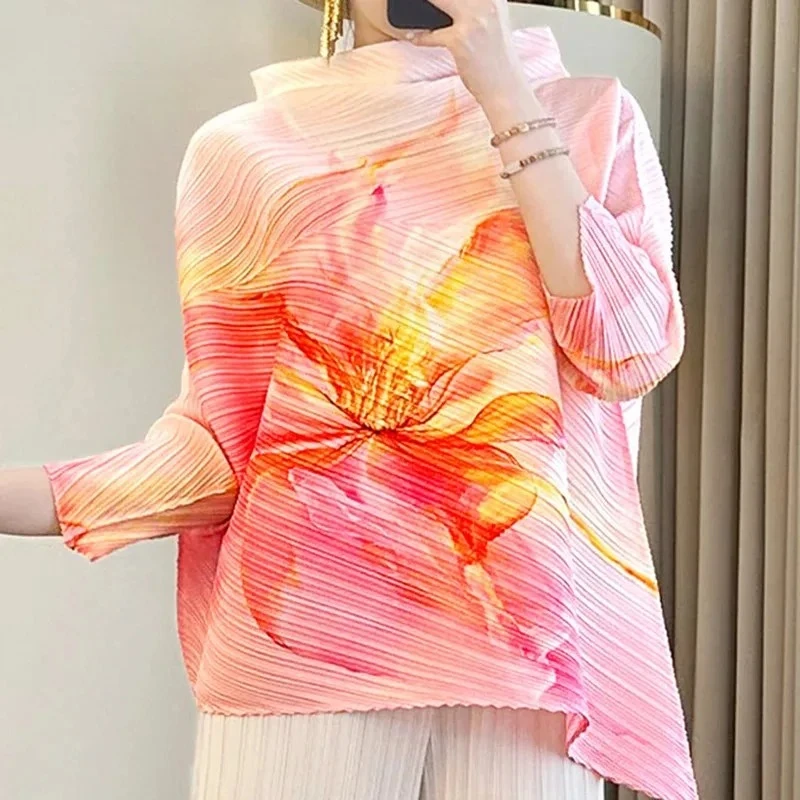 Miyake свободные плиссированные модные длинные женские топы с воротником-стойкой нестандартной формы, повседневные женские топы с принтом, новинка лета 2025 г.
Miyake свободные плиссированные модные длинные женские топы с воротником-стойкой нестандартной формы, повседневные женские топы с принтом, новинка лета 2025 г.
