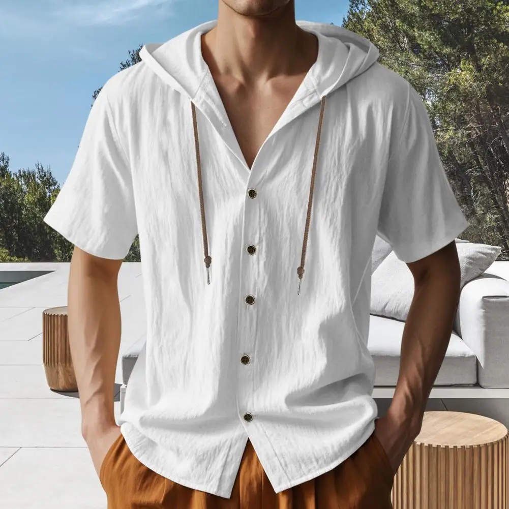 Men's Solid Color Casual Shirt, Hooded Drawstring Cotton And Linen Cardigan, Trendy And Versatile Loose Beach T-shirt Office
Men's Solid Color Casual Shirt, Hooded Drawstring Cotton And Linen Cardigan, Trendy And Versatile Loose Beach T-shirt Office