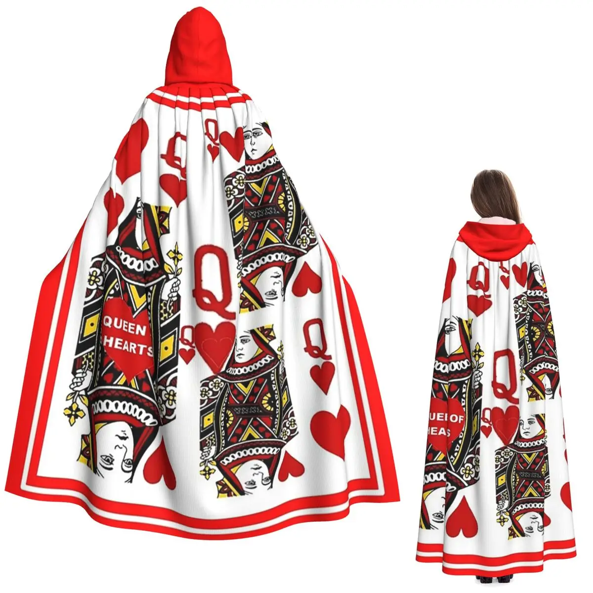 Queen Of Hearts Playing Card On Red Long Hooded Cloak Witch Medieval Costume Cosplay Cape HalloweenParty Adult Unisex
Queen Of Hearts Playing Card On Red Long Hooded Cloak Witch Medieval Costume Cosplay Cape HalloweenParty Adult Unisex