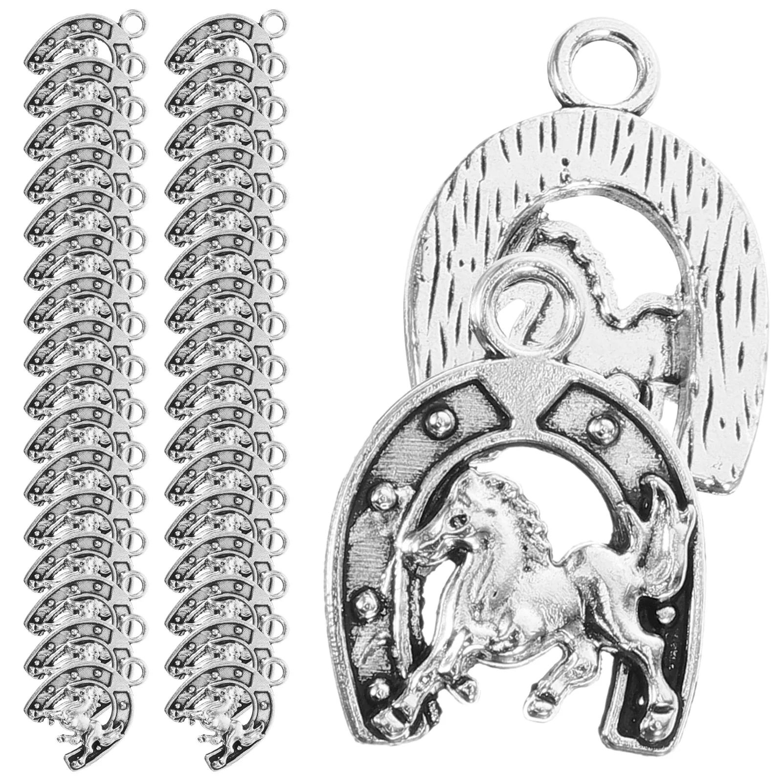 50 Pcs Western Cowboy Horse Pendant Necklace Keychain Decorative Hanging DIY Jewelry Making Accessories Silver Color Alloy Charm
50 Pcs Western Cowboy Horse Pendant Necklace Keychain Decorative Hanging DIY Jewelry Making Accessories Silver Color Alloy Charm