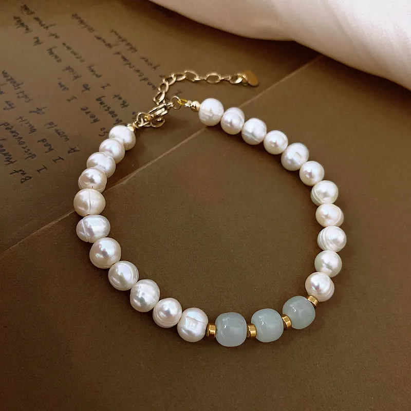 100% Baroque Freshwater Pearl & Natural Jade Stone Simple Design 14K Gold Filled Female Bracelet Jewelry For Women Gifts
100% Baroque Freshwater Pearl & Natural Jade Stone Simple Design 14K Gold Filled Female Bracelet Jewelry For Women Gifts
