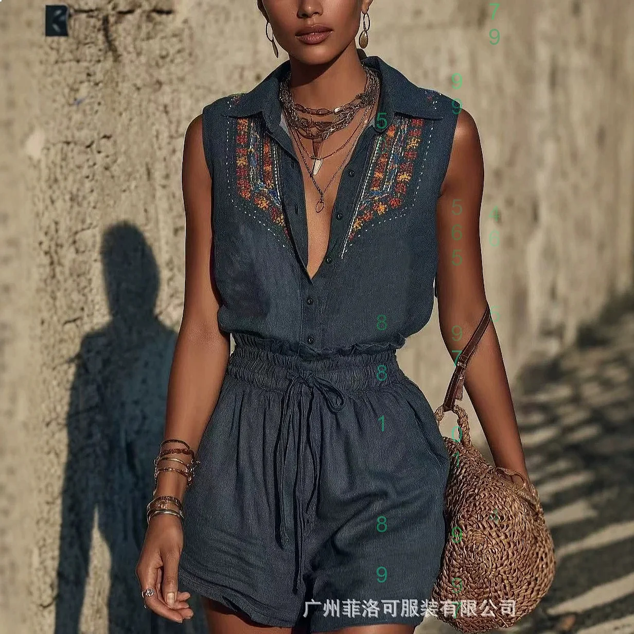 Women's Sleeveless Embroidered Elastic Waist Jumpsuit Overall Playsuit
Women's Sleeveless Embroidered Elastic Waist Jumpsuit Overall Playsuit