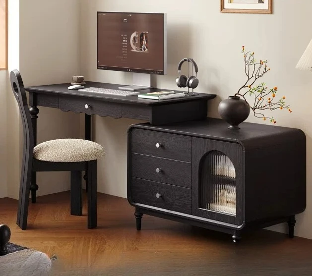 PYJ medieval solid wood rectangular desk and chair combination study home black desk
PYJ medieval solid wood rectangular desk and chair combination study home black desk
