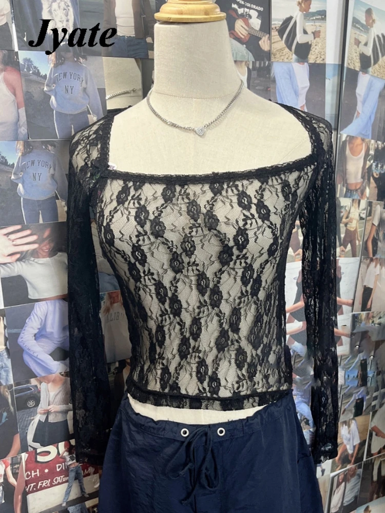 Lace Hollow Women Slim T-shirts 2024 Summer Sexy Solid Square Collar Long Sleeve T-shirts Female Crop Top Chic Fashion Y2k Tops
Lace Hollow Women Slim T-shirts 2024 Summer Sexy Solid Square Collar Long Sleeve T-shirts Female Crop Top Chic Fashion Y2k Tops