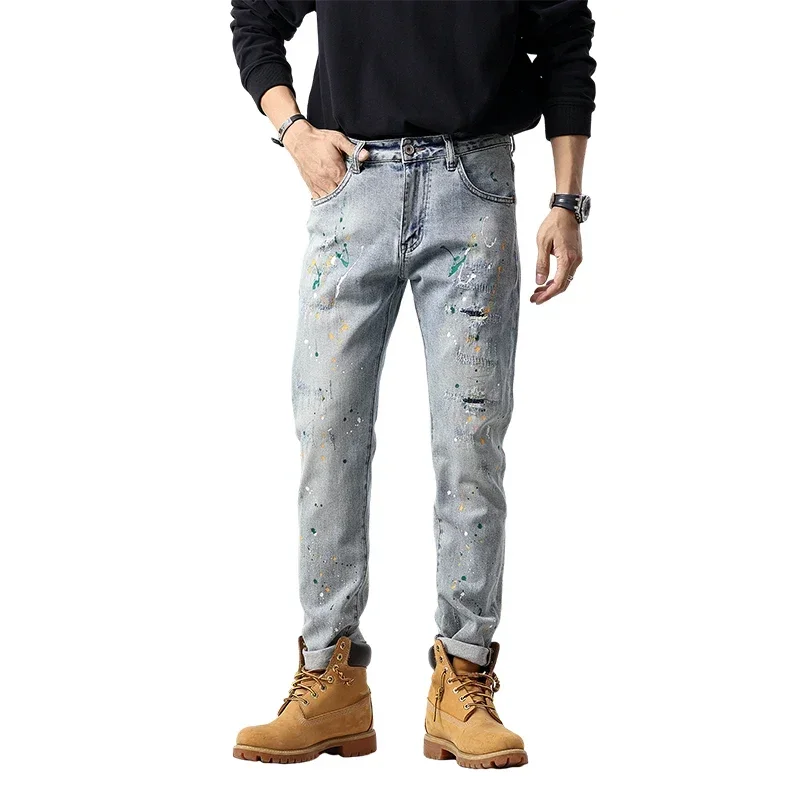 Streetwear Jeans Men's Spray Paint Personality Fashion Slim Elastic Youth Hip-hop Motorcycle Denim Trousers Male Trousers
Streetwear Jeans Men's Spray Paint Personality Fashion Slim Elastic Youth Hip-hop Motorcycle Denim Trousers Male Trousers