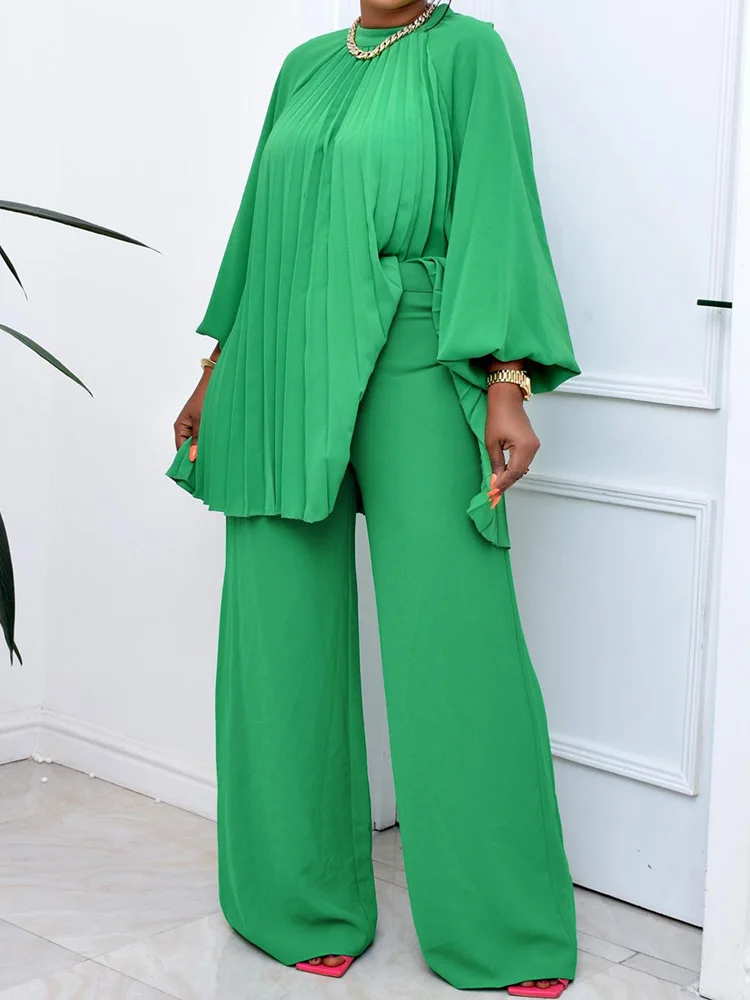 Loose Fit Wide Leg Pants Matching Suit Women Puff Sleeve Top And Pants Set Office Female Casual Solid Pants Two Piece Suit New
Loose Fit Wide Leg Pants Matching Suit Women Puff Sleeve Top And Pants Set Office Female Casual Solid Pants Two Piece Suit New