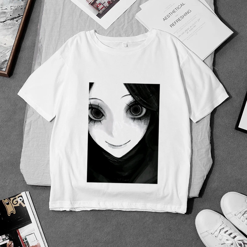 Harajuku black and white art style anime print slim sexy vest summer creative loose casual women's T-shirt Y2K style street Emo
Harajuku black and white art style anime print slim sexy vest summer creative loose casual women's T-shirt Y2K style street Emo