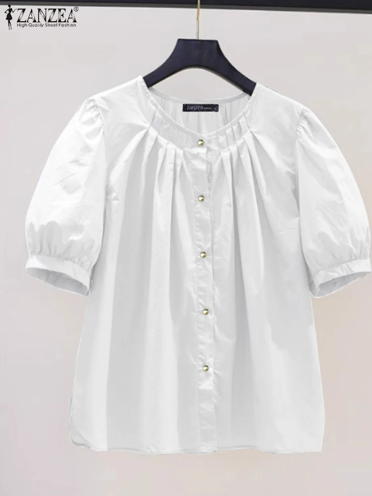 2025 Summer Elegant Short Sleeve Shirt ZANZEA Women Stylish Work OL Blouse Solid Pleated Blusas Casual O Neck Holiday Tops Tunic
2025 Summer Elegant Short Sleeve Shirt ZANZEA Women Stylish Work OL Blouse Solid Pleated Blusas Casual O Neck Holiday Tops Tunic