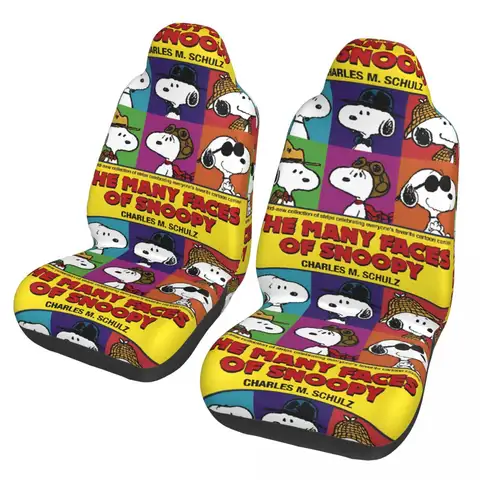 Snoopys Cartoon Dog Car Accessory Bucket Seat Covers for Vehicles Universal Fit Seat Covers for Car Suv Van