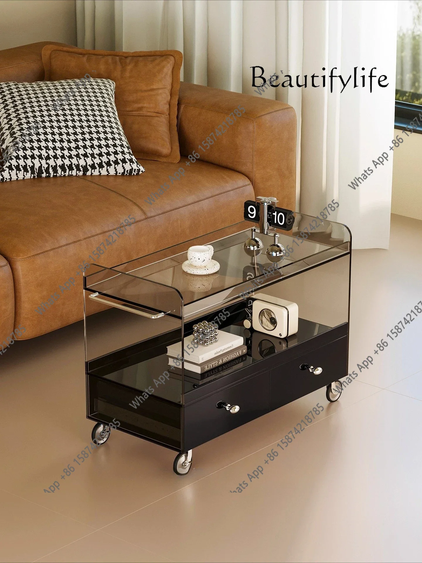 N19 Living room movable cart side few premium light luxury coffee table drawer snack cabinet storage cabinet
N19 Living room movable cart side few premium light luxury coffee table drawer snack cabinet storage cabinet