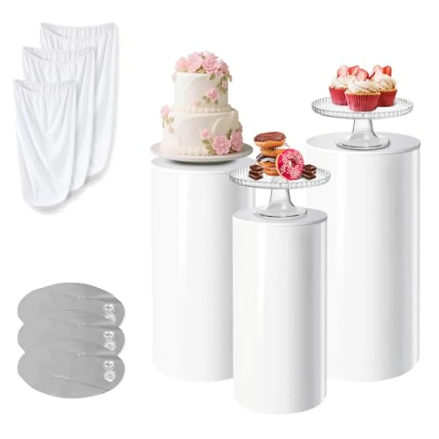 3Pcs Cake Stand Cylinder Stands for Party Round Pedestal Stand with Weighted Water Bag Spandex Cloth Cover for Stable Wedding,
3Pcs Cake Stand Cylinder Stands for Party Round Pedestal Stand with Weighted Water Bag Spandex Cloth Cover for Stable Wedding,