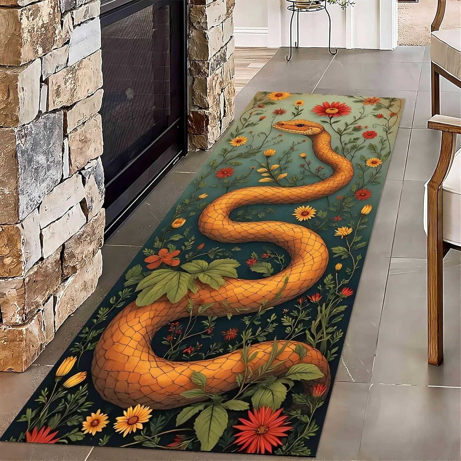 Snake Rug for Hallway, Vintage Red Floral Leaves Plant Animal Floral Snake Kitchen Rug, Non-Slip Hallway Rug for Living Room
Snake Rug for Hallway, Vintage Red Floral Leaves Plant Animal Floral Snake Kitchen Rug, Non-Slip Hallway Rug for Living Room