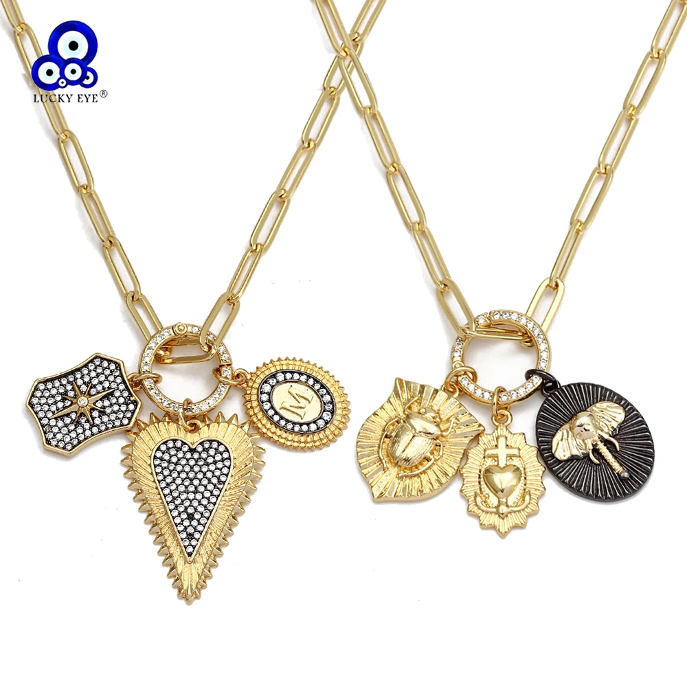 Lucky Eye Gold Color Copper Alloy Link Chain Necklace Heart Animal Shaped Pendant Necklace for Woman Girls Man Fashion Jewelry
Lucky Eye Gold Color Copper Alloy Link Chain Necklace Heart Animal Shaped Pendant Necklace for Woman Girls Man Fashion Jewelry